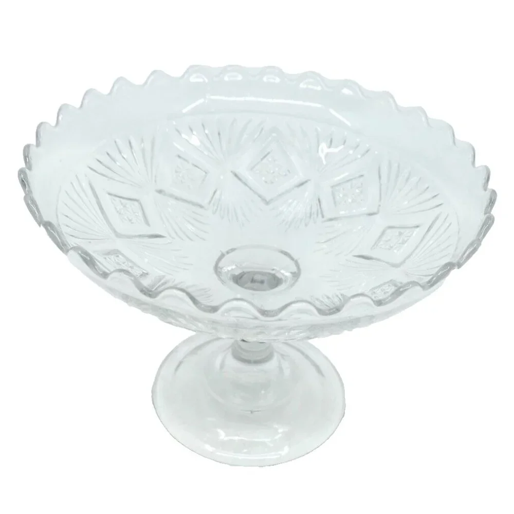 Antique EAPG Compote Higbee Glass Melrose Sheaf and Diamond Pattern~8.5